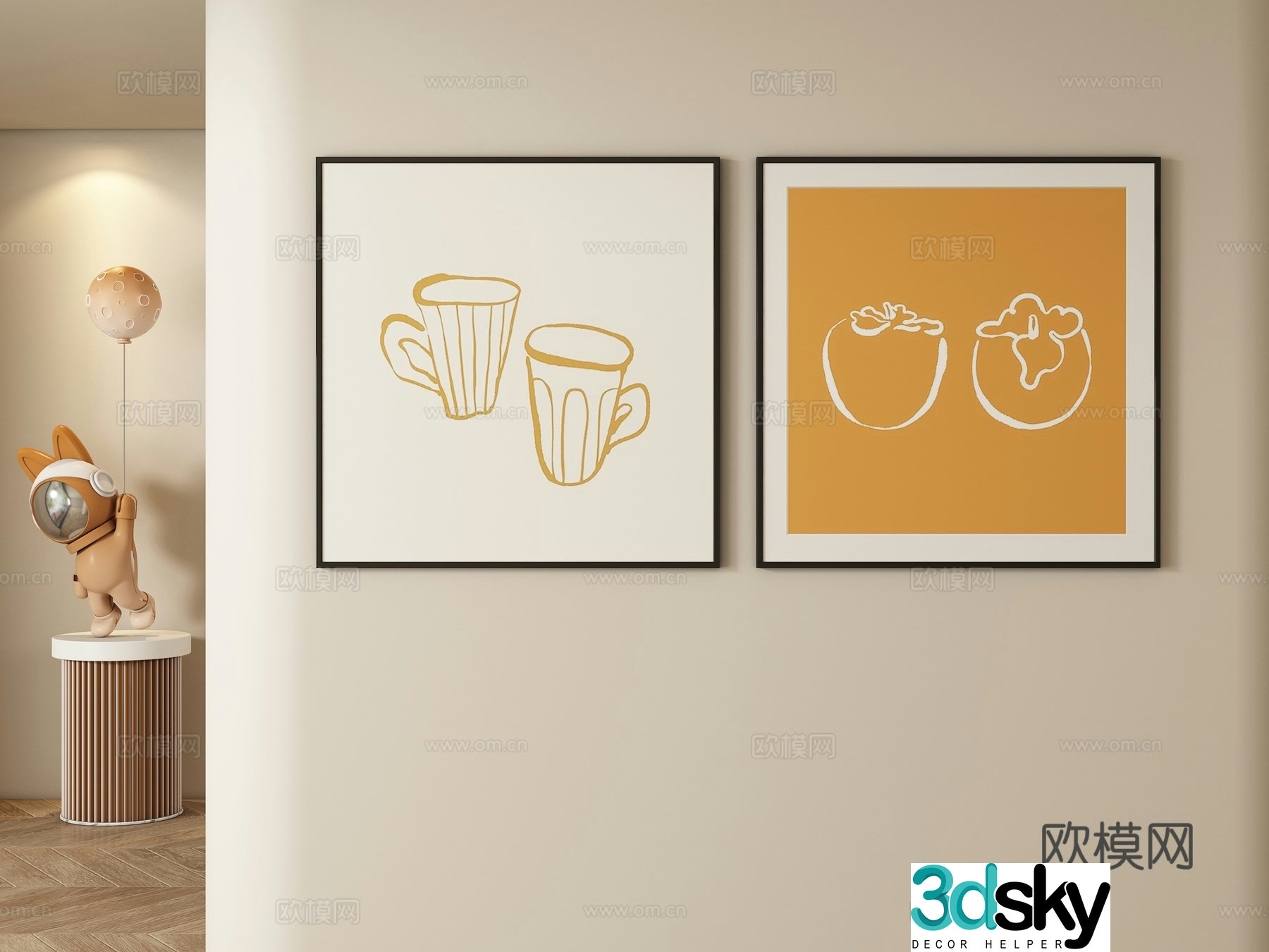 Modern decorative painting hanging painting 3d model