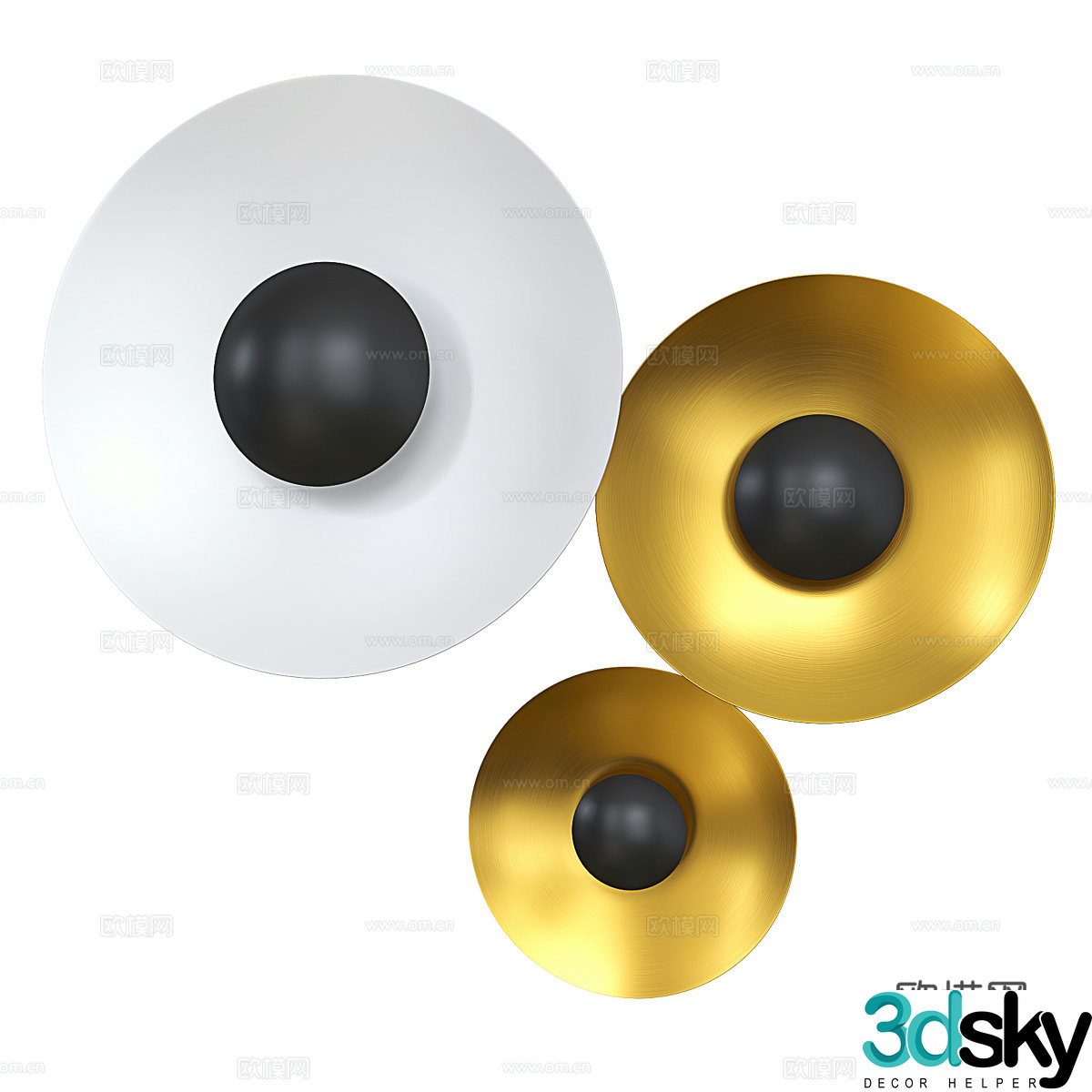 New Chinese Ginger Marset 3D round wall lamp model