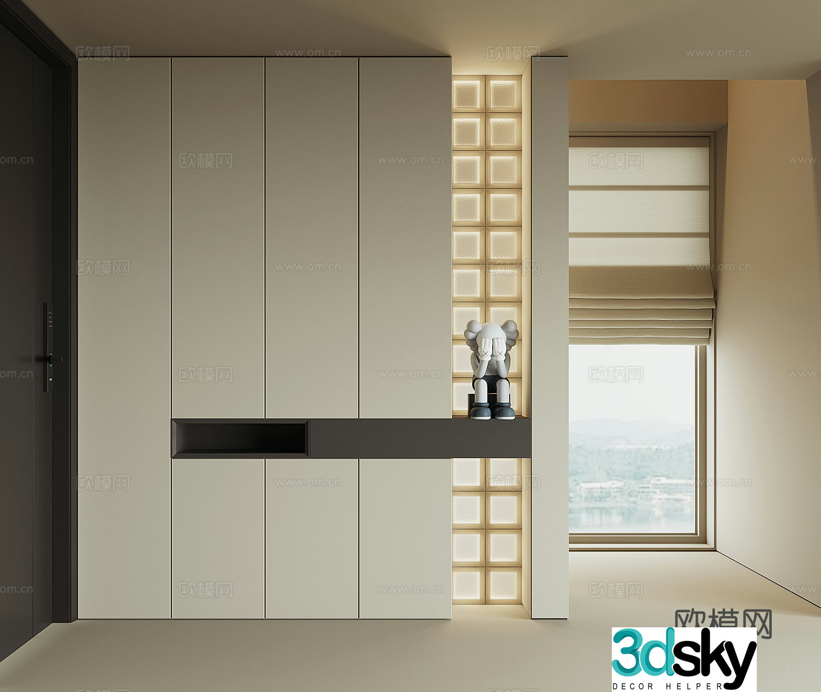 Modern home entrance shoe cabinet 3D model