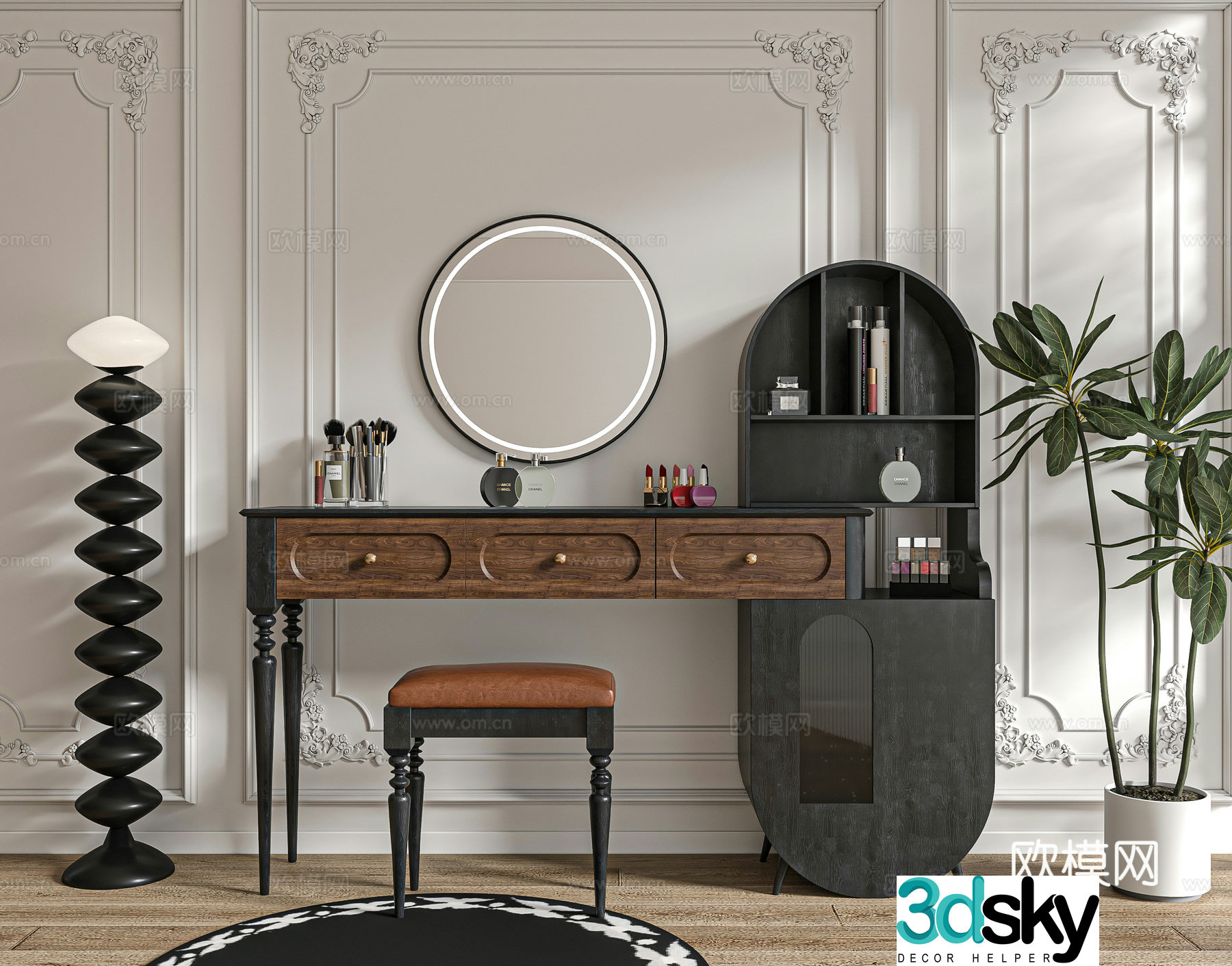 French retro dressing table 3d model