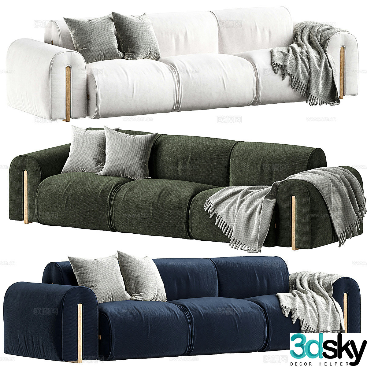 Natuzzi Italia’s COLLE 3-seater sofa 3D model