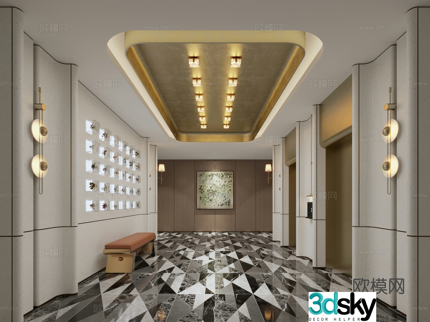 Modern hotel elevator hall club elevator hall elevator hall elevator hall aisle elevator elevator hall 3d model
