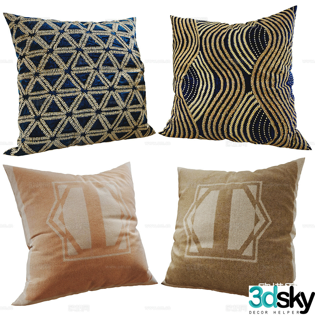 New Chinese style light luxury pillow 3D model