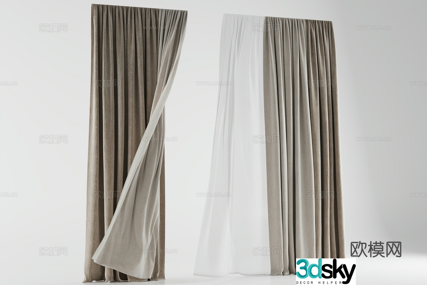 Curtains 3d model of gauze curtains