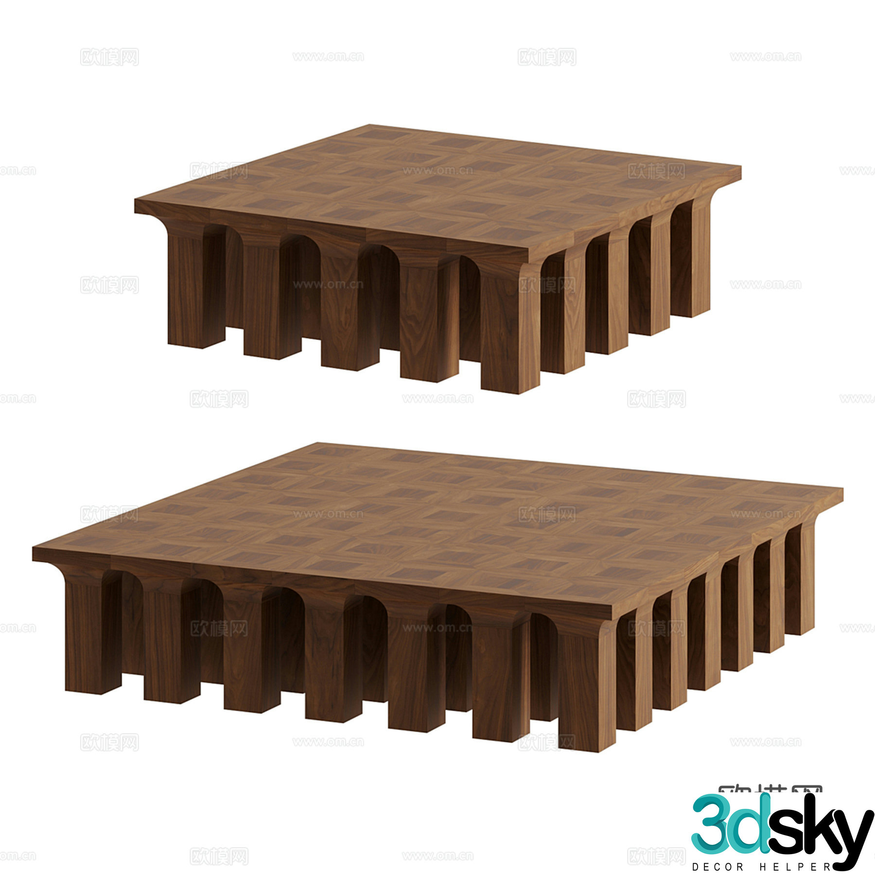 Medium style wooden coffee table 3D model