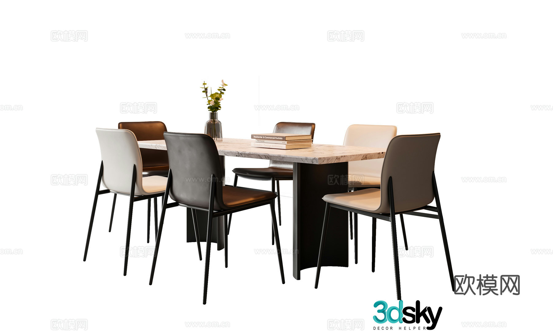 Modern Italian dining table and chair 3d model