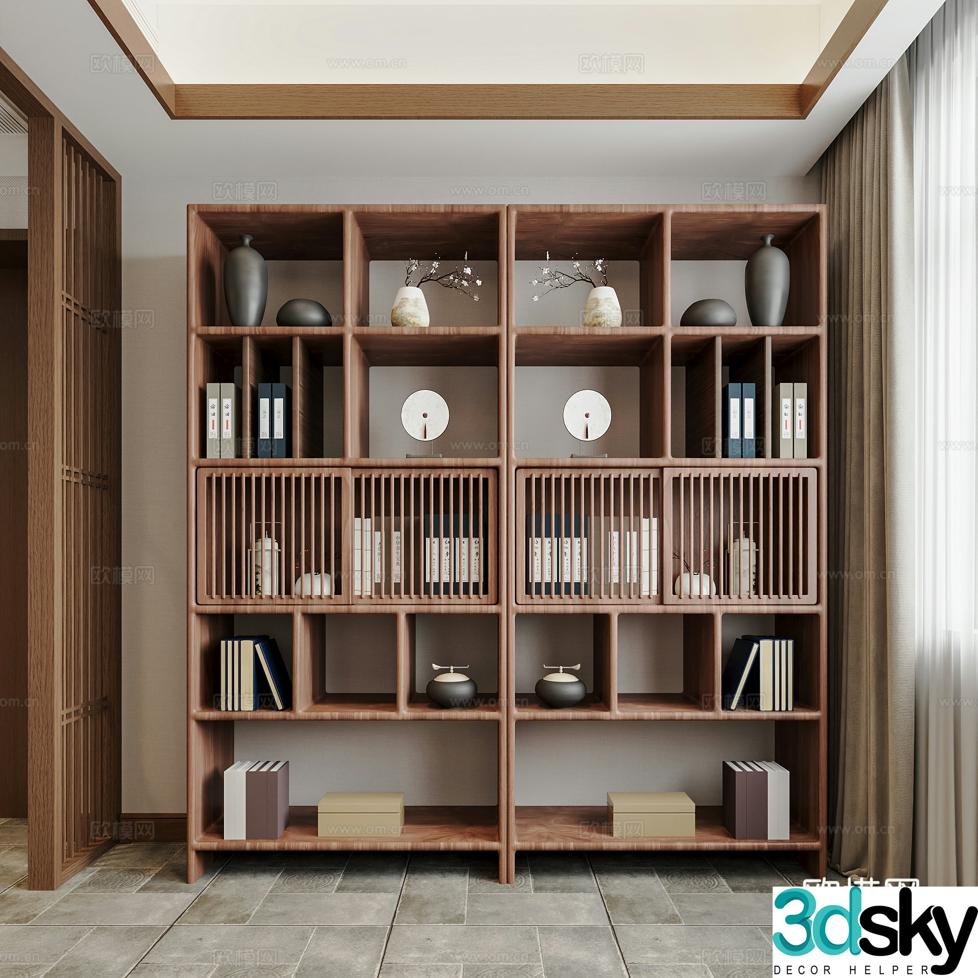 New Chinese style Chinese style antique shelf Ancient Shelf Ancient Shelf Storage Shelf Decoration Shelf Ornament Bookshelf Decoration 3D Model
