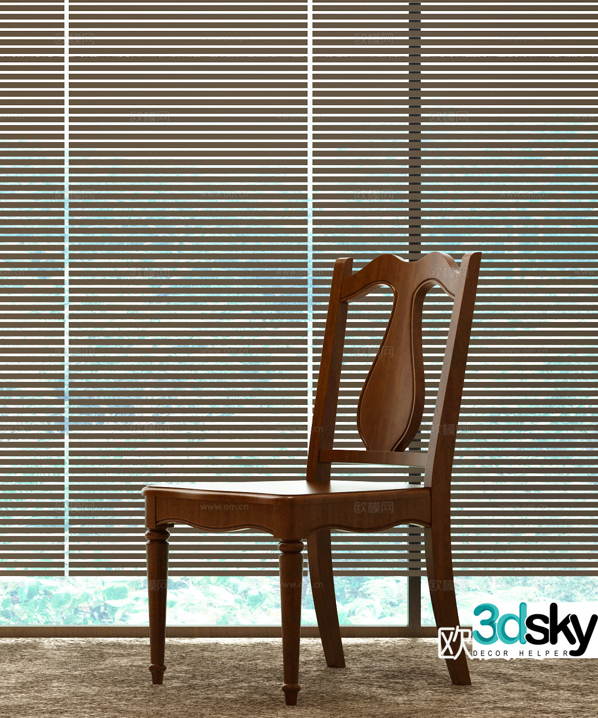 American single chair American dining chair American casual chair 3d model