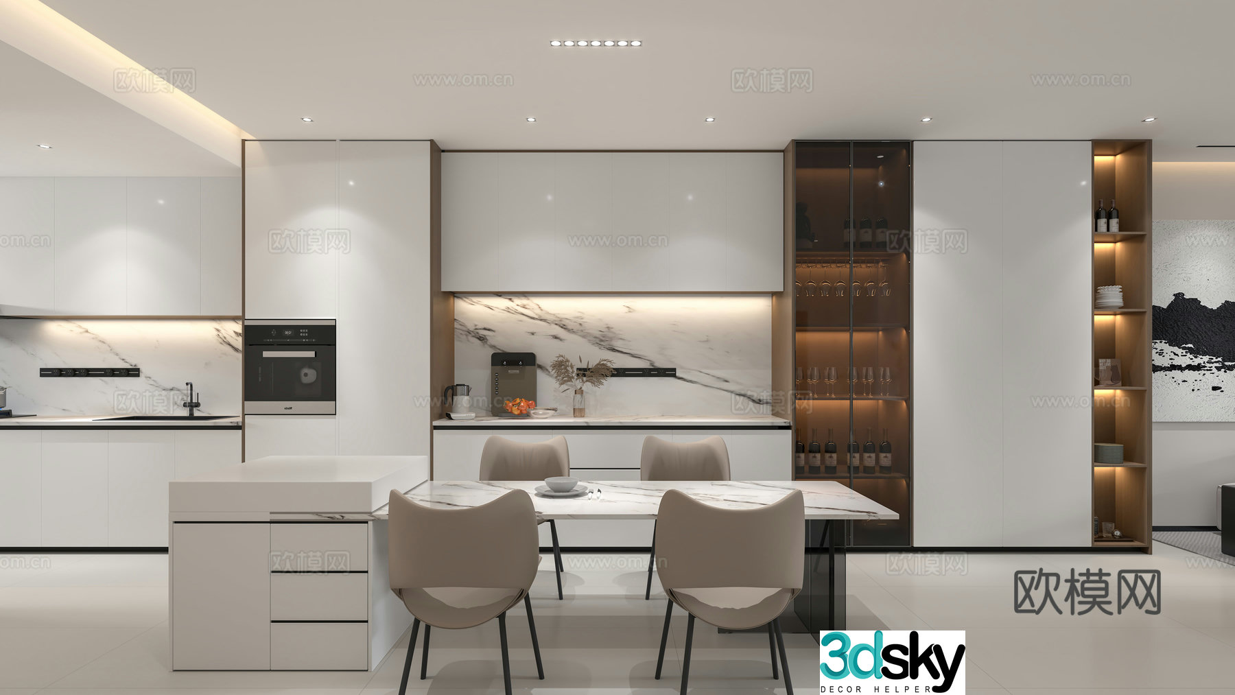 Modern minimalist restaurant 3d model