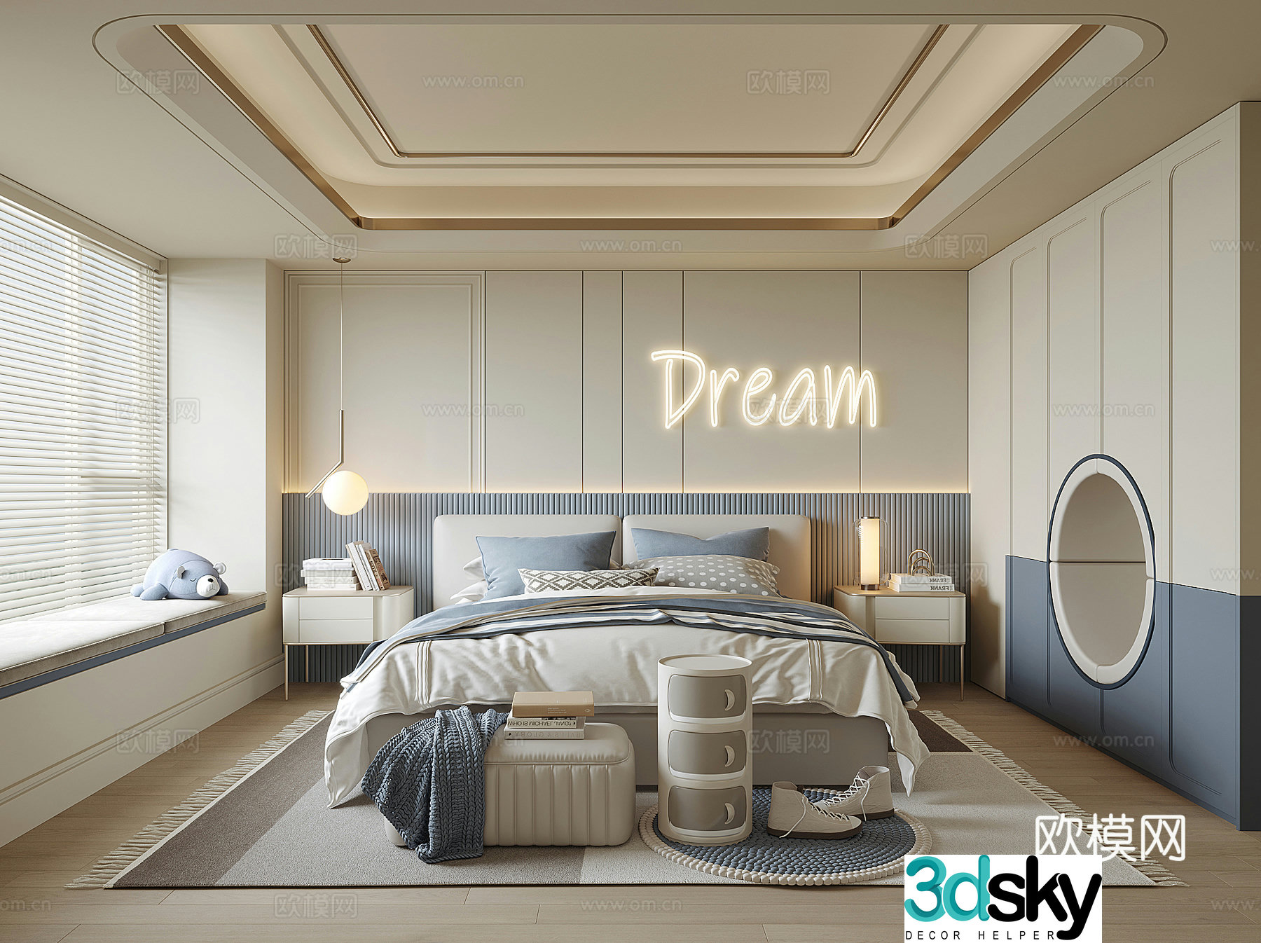 Modern boy room 3d model