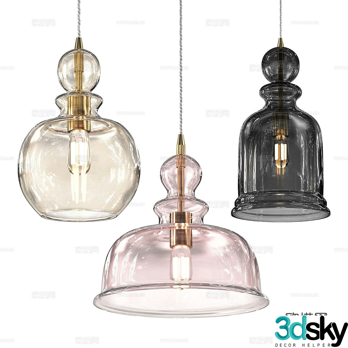Modern Cream Style Tone Chandelier 3d Model
