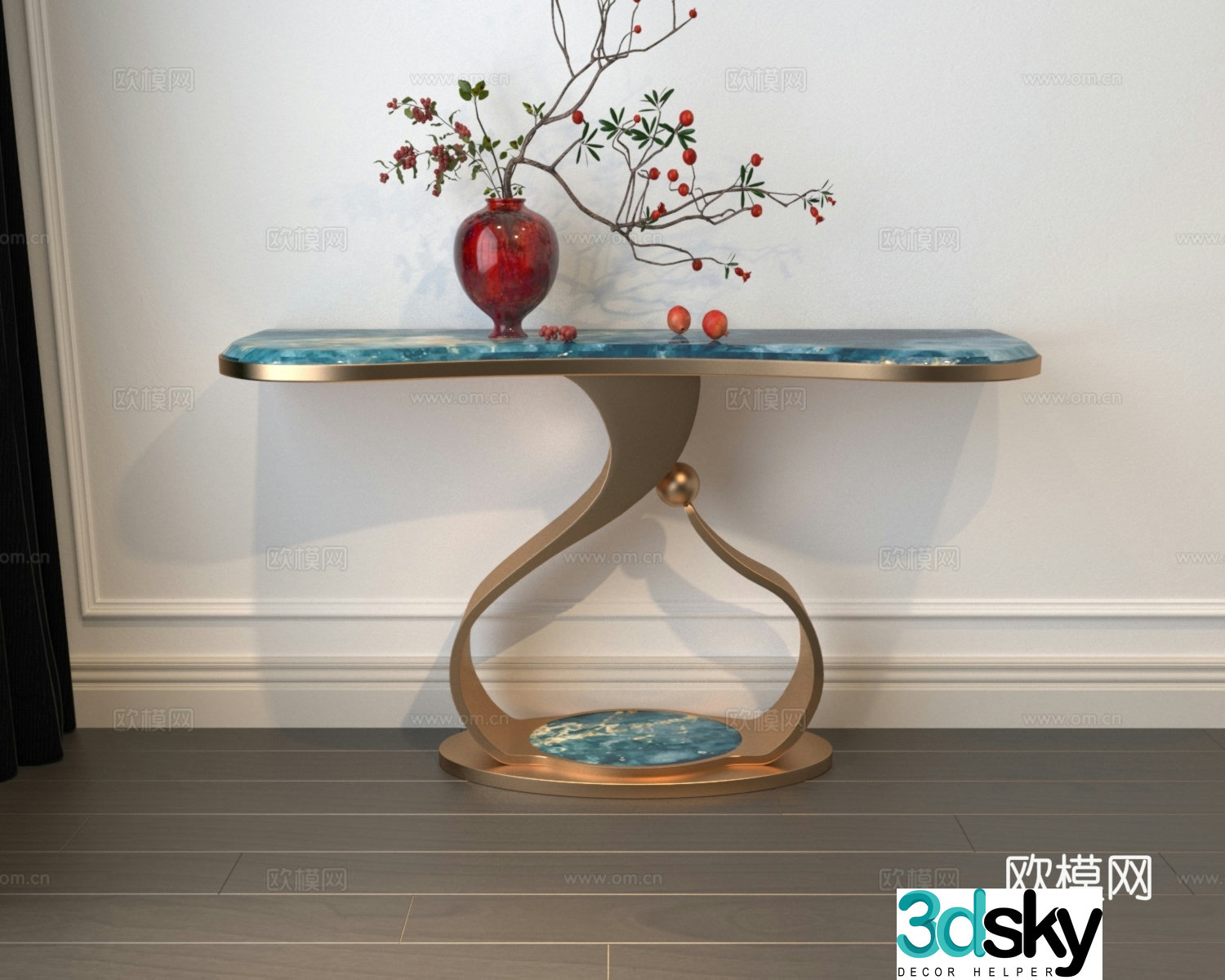 Modern marble end viewing platform light luxury fashionable entrance cabinet 3D model