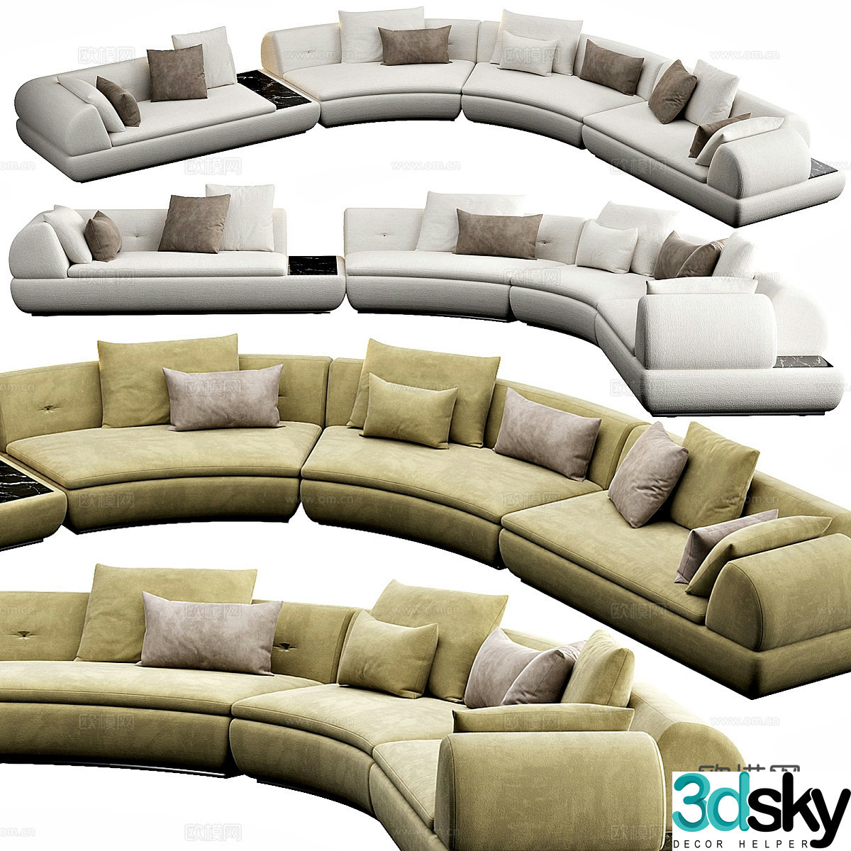 Modern Italian Minotti arc combination sofa 3D model