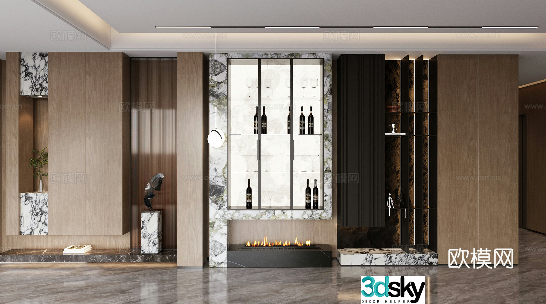 Modern simple decorative cabinet storage cabinet hanging wine cabinet side cabinet ornaments porch cabinet decorative mysterious 3D model