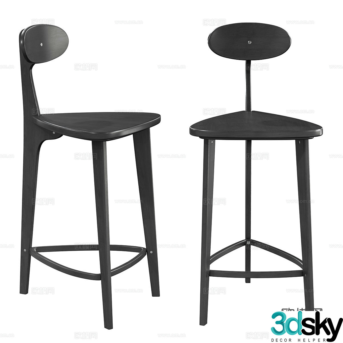 New Chinese style bar stool half bar chair 3D model