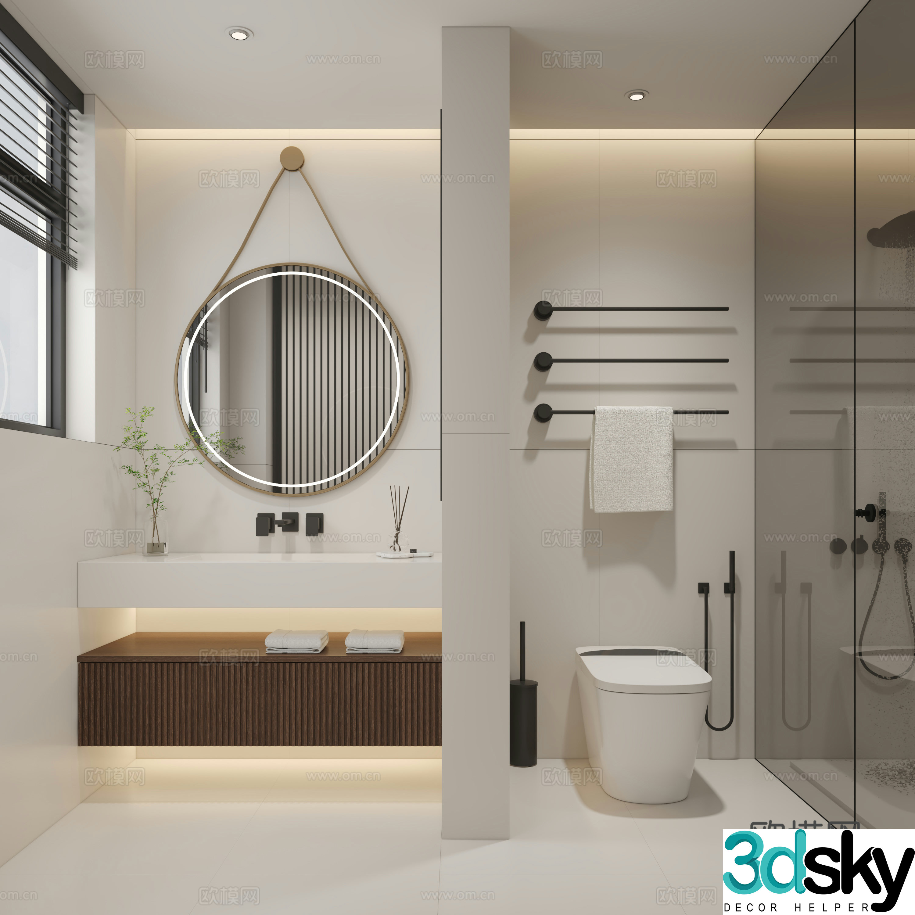 Modern new Chinese bathroom 3D model