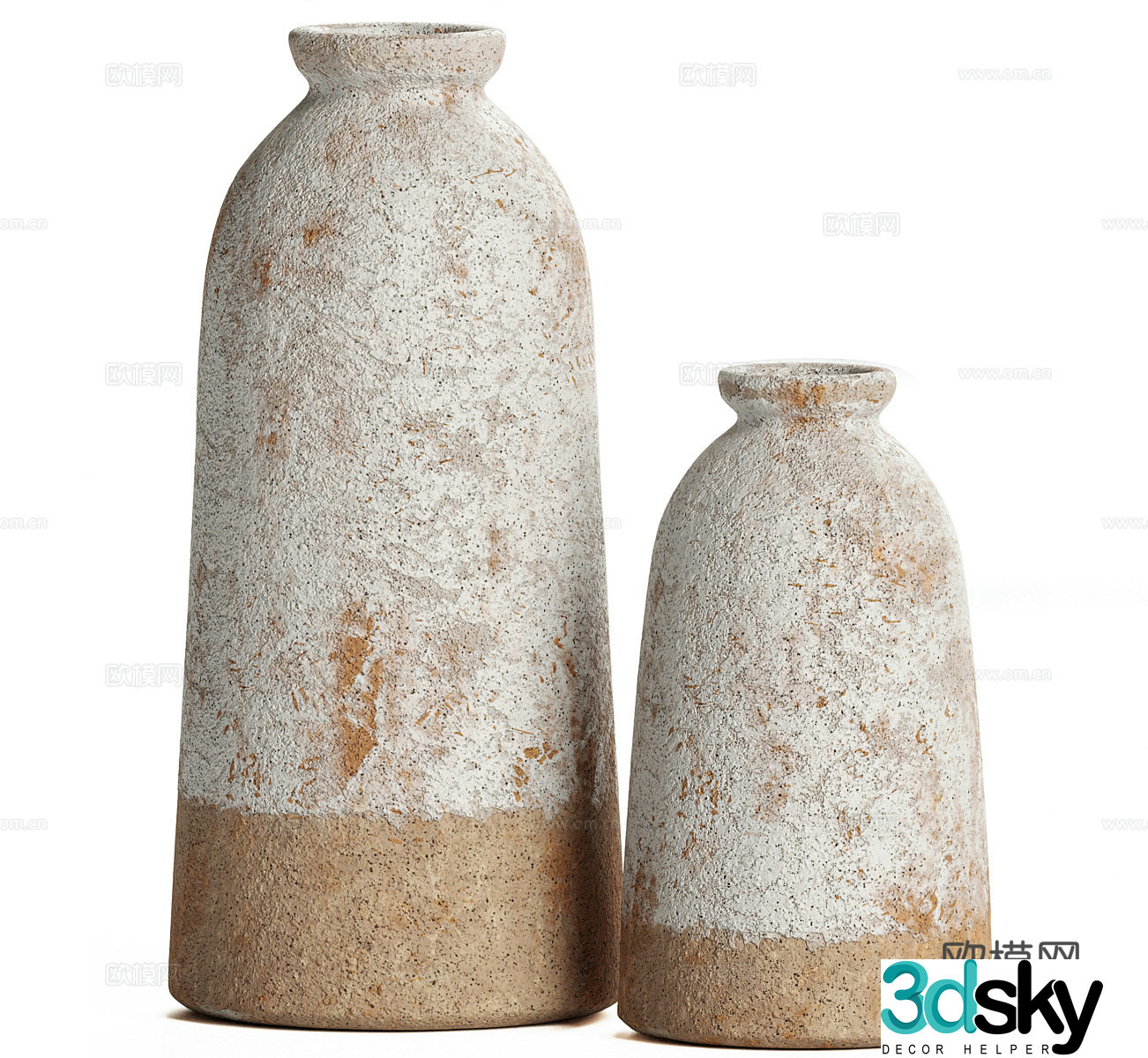 Green plant ornaments dried flowers stone vase ceramic vase indoor green plants outdoor green plants decorative 3D model