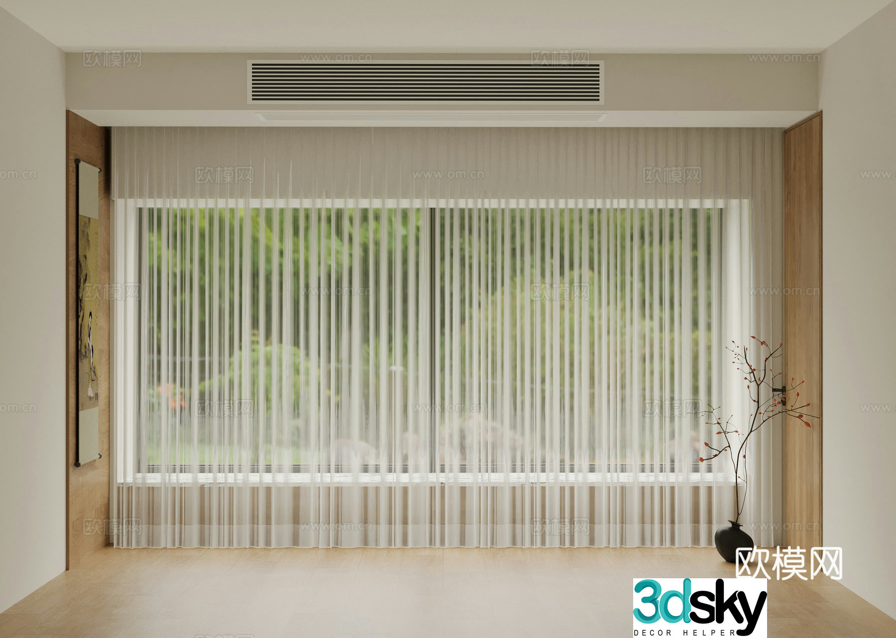 Modern gauze curtain 3d model