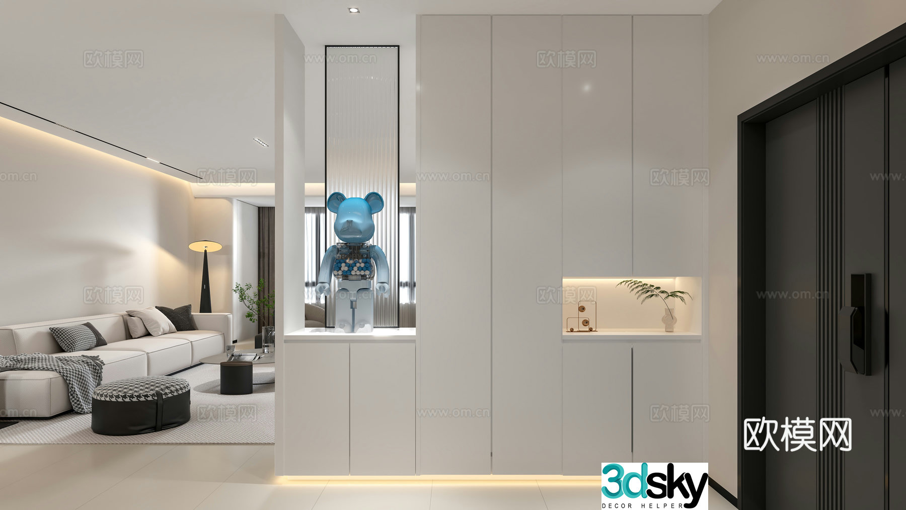 Modern minimalist living room 3d model