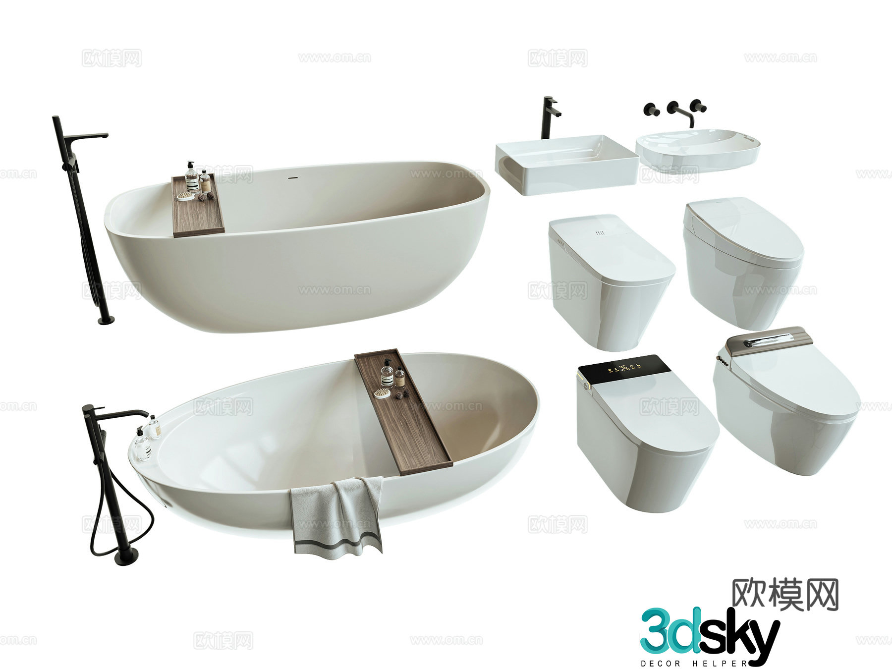 Modern toilet bathtub 3d model