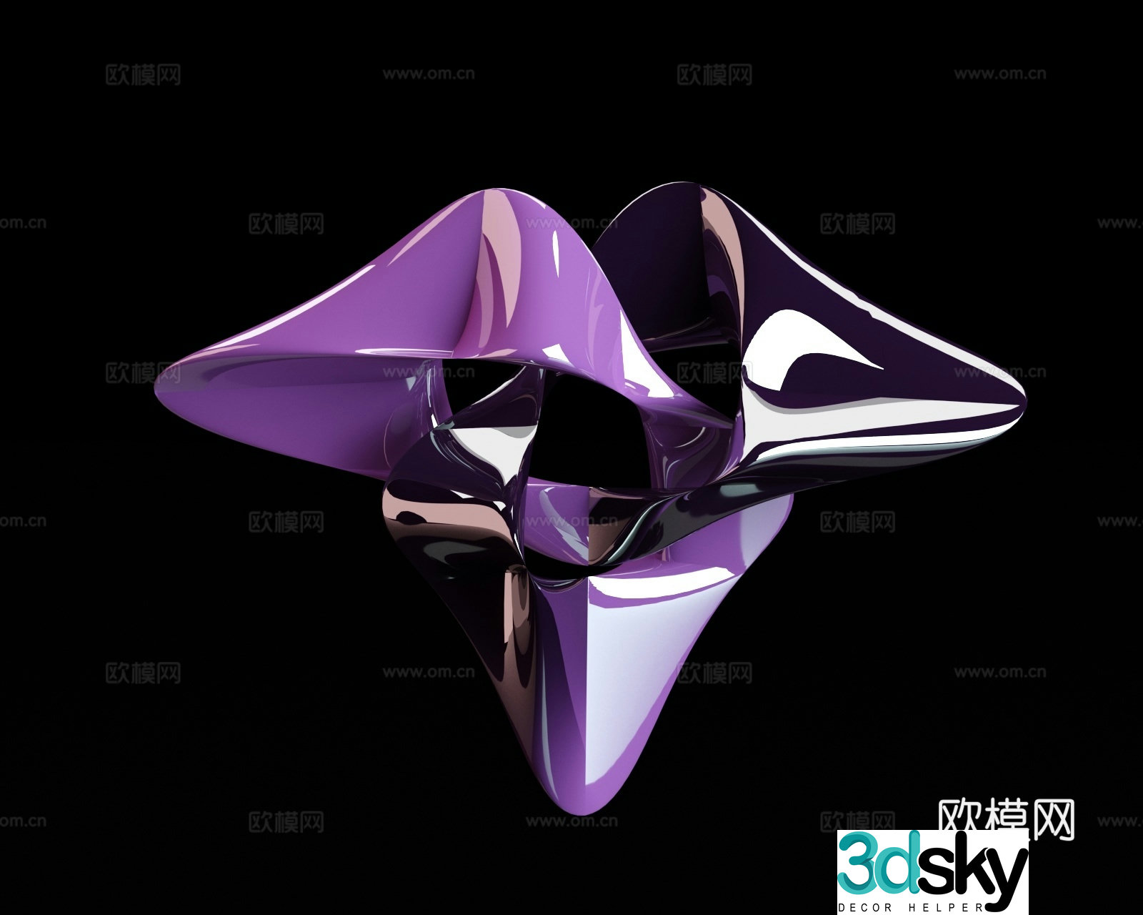 Modern ornaments Sculpture Three-leaf knot Metal ornaments Art installation 3d model