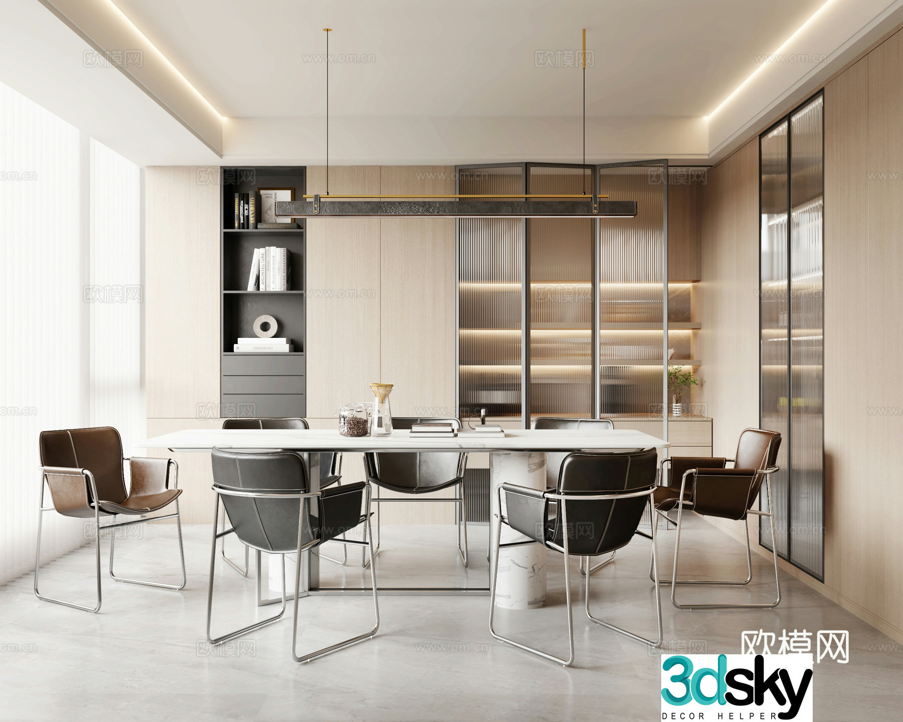 Modern minimalist restaurant 3d model