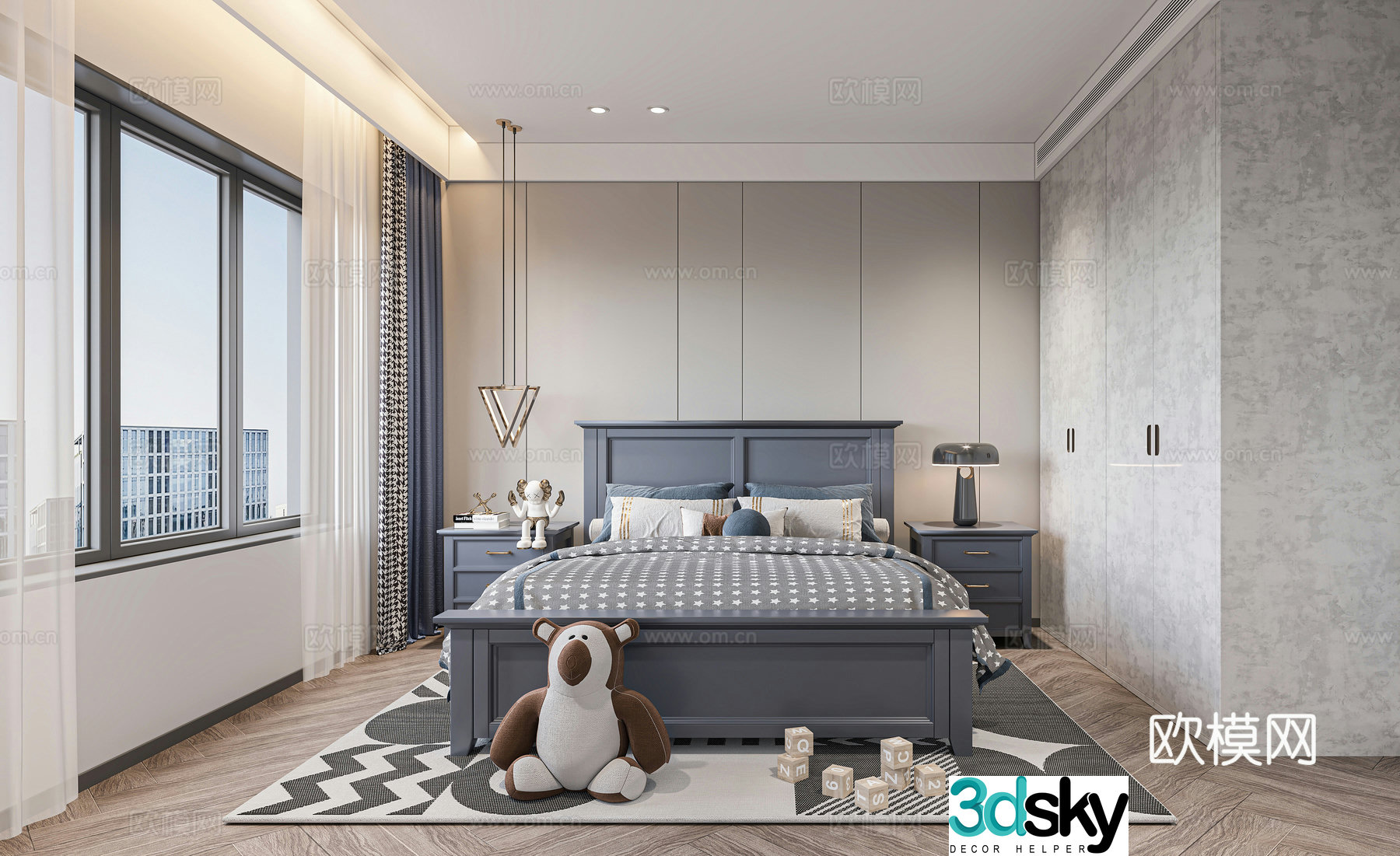 Modern boy room 3d model