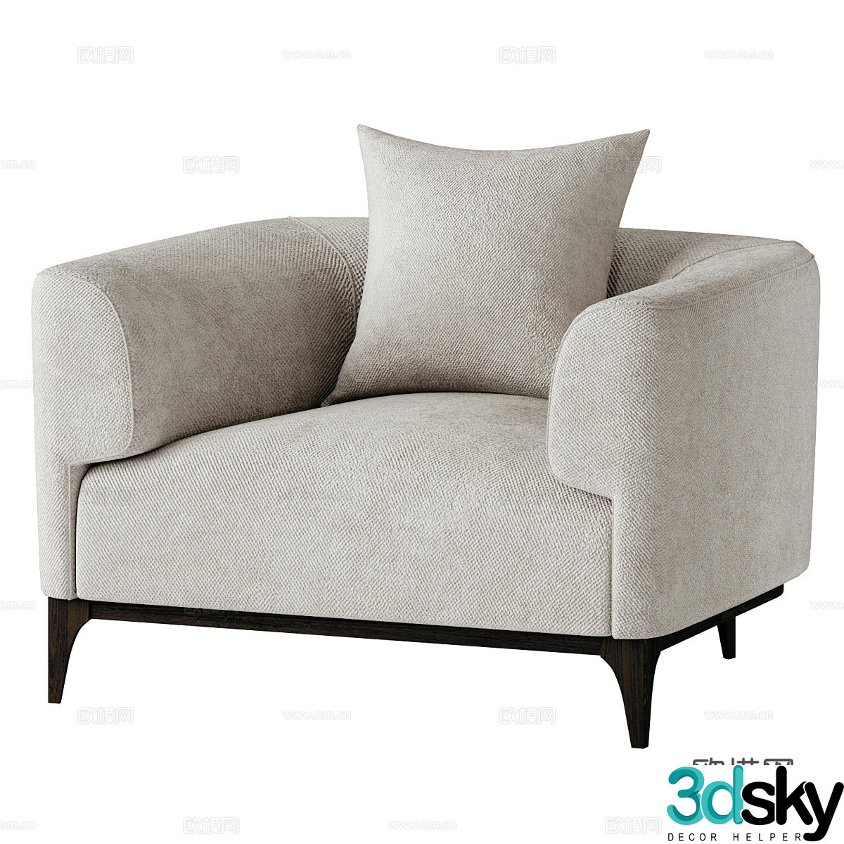 Modern Cream Bon Armchair 3d Model