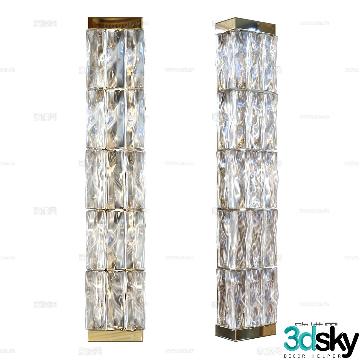 New Chinese Light Luxury Jean Perzel Linear Glass Wall Light 3D Model