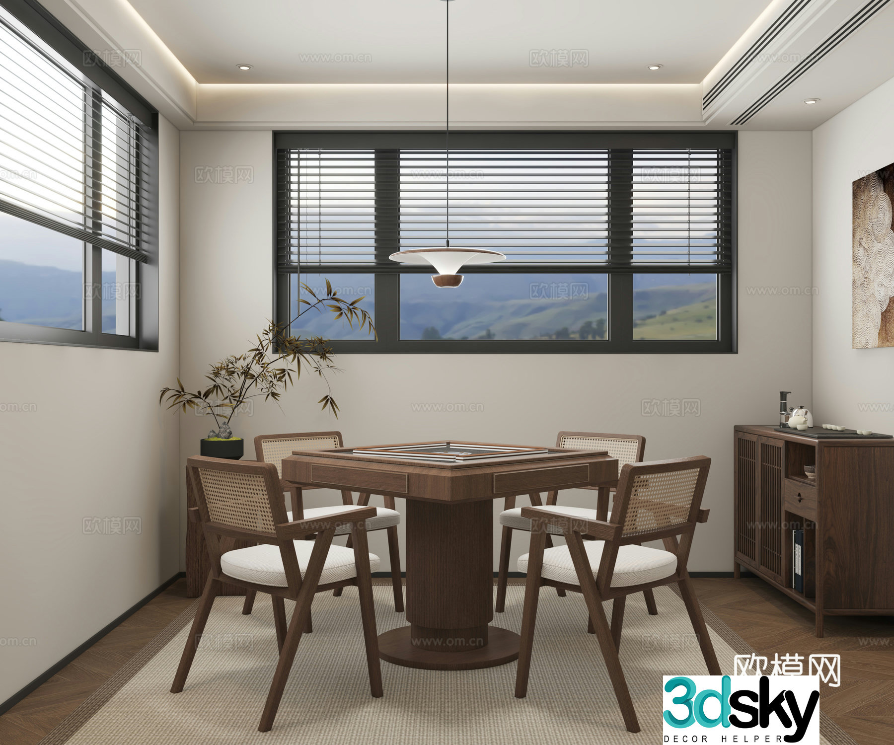 Modern new Chinese chess and card room 3D model