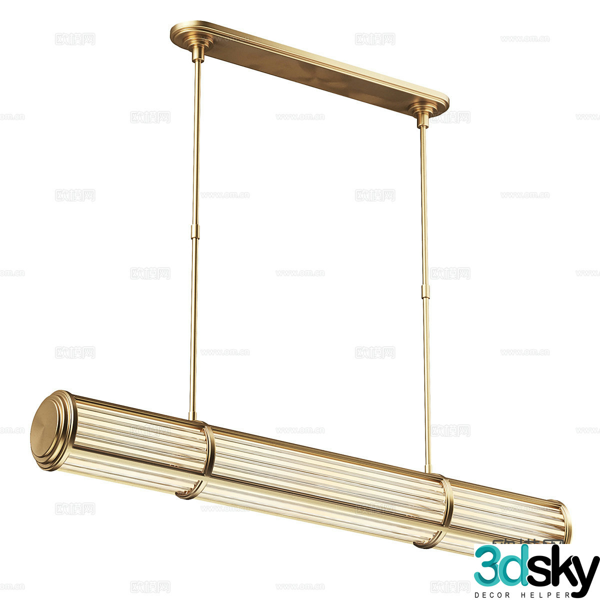 New Chinese Light Luxury Perren Linear Chandelier 3D Model