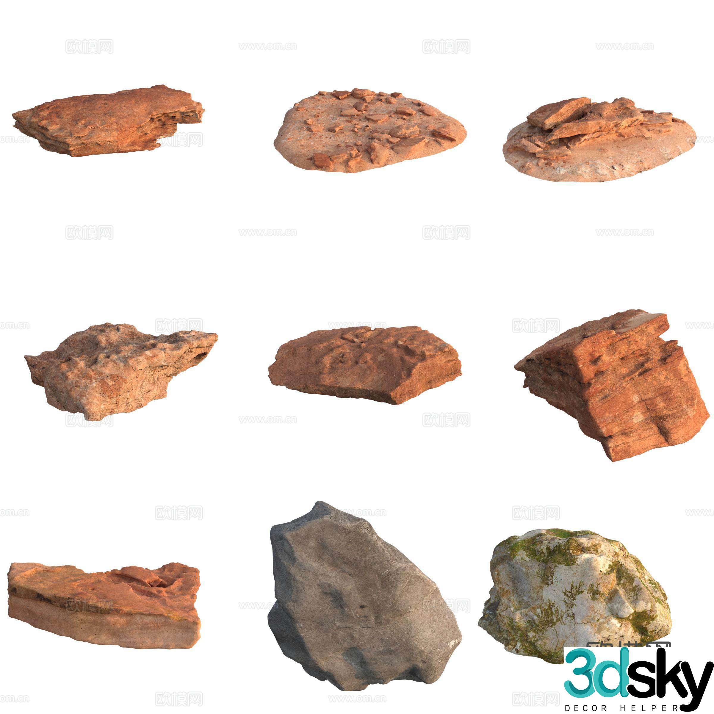 Sandstone stone pile stone wall huge stone large stone 3d model