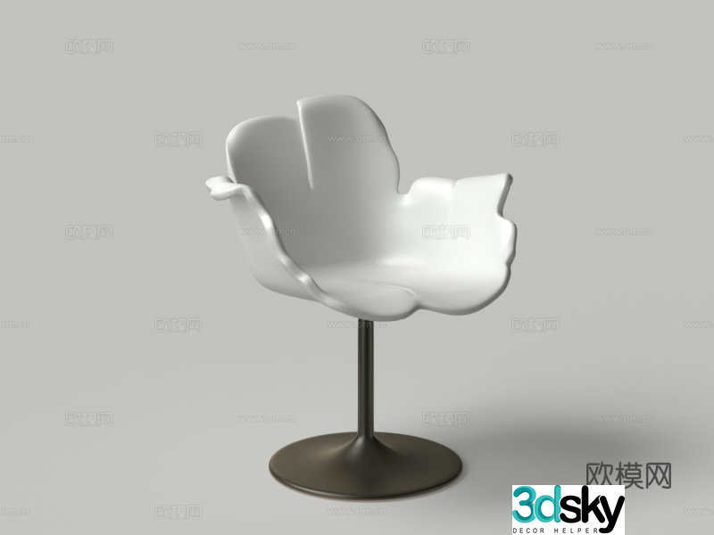 Dining chair petal chair single chair plastic metal chair 3d model