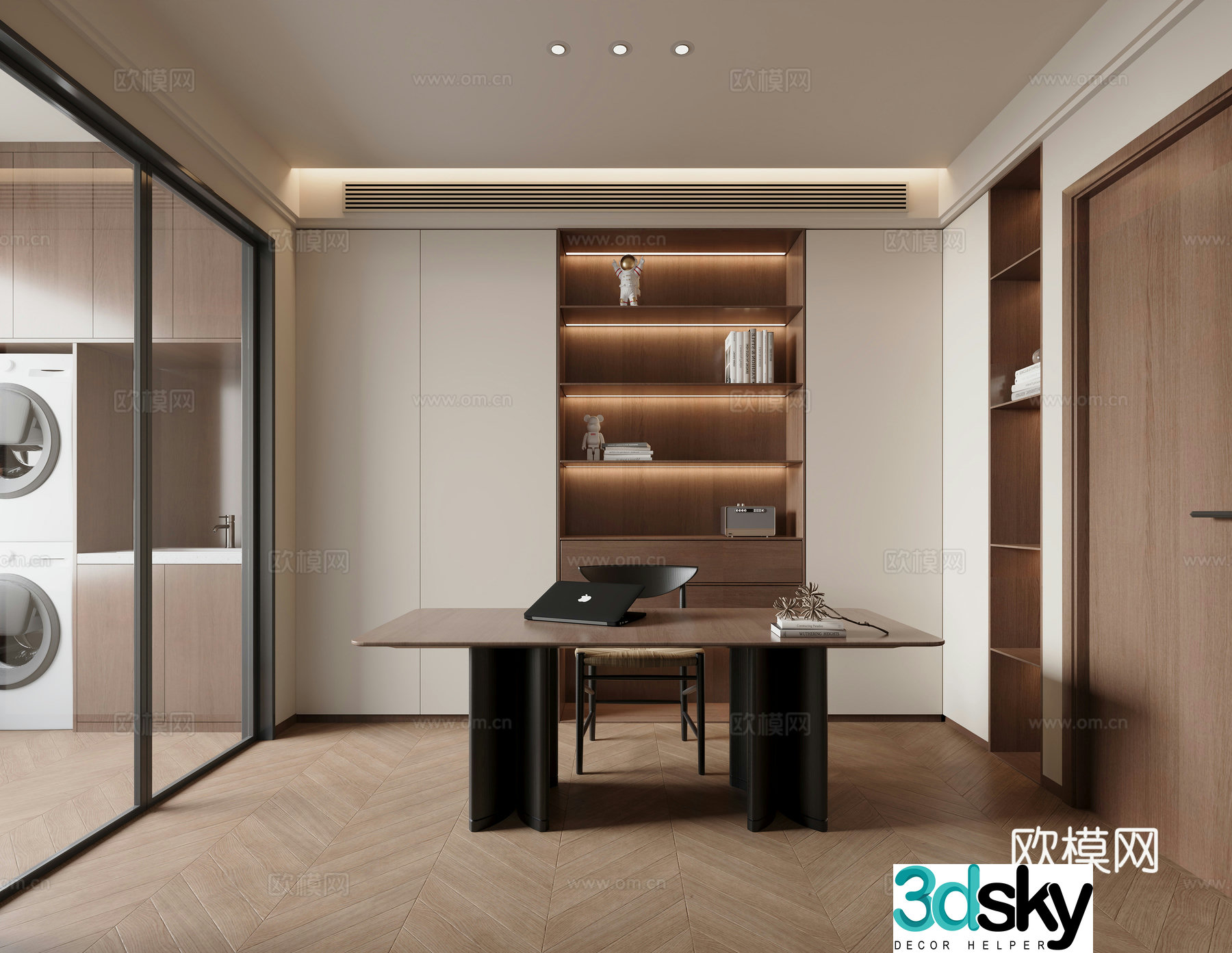 Middle-aged study room 3D model