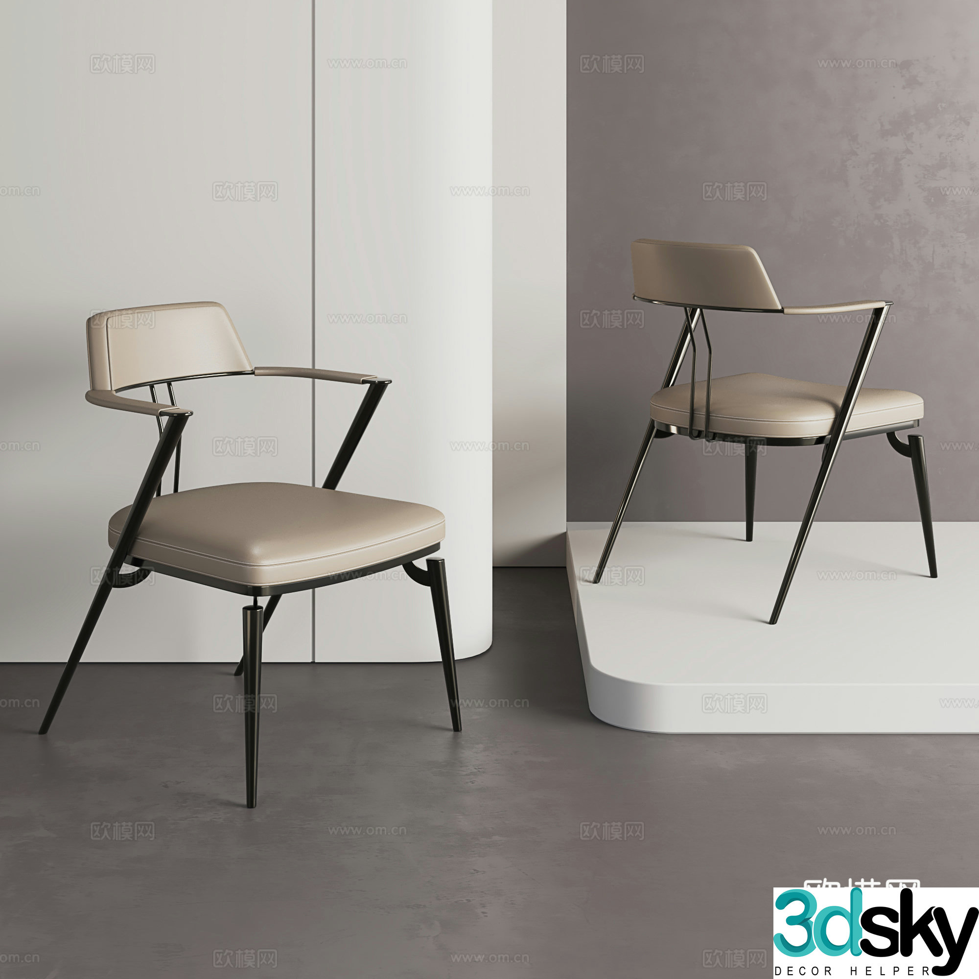 Italian dining chair Light luxury dining chair Zen dining chair Modern desk chair Leather single chair 3D model