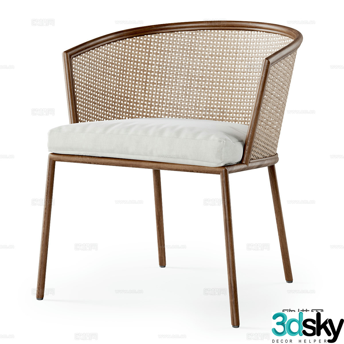 Medium-old single chair Wasabi style dining chair Wasabi style leisure chair Rattan single chair Rattan casual chair 3D model