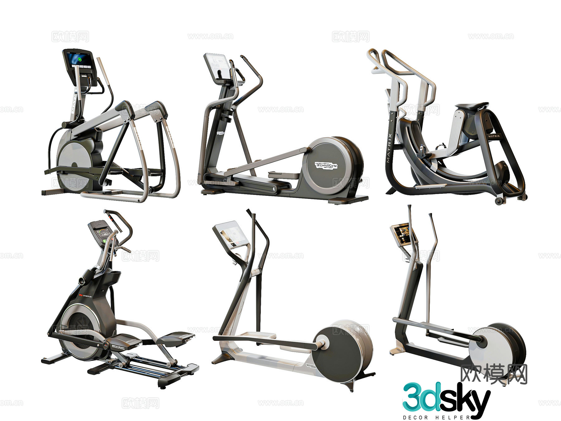 Modern fitness equipment treadmill 3d model