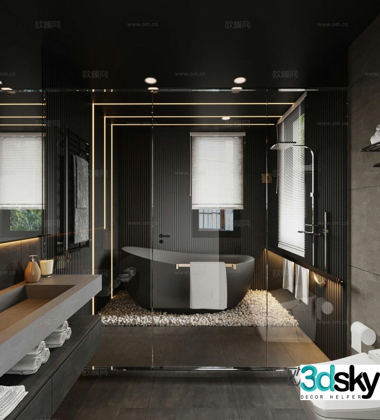 Modern bathroom Minimalist bathroom Master bedroom Bathroom Italian master bedroom Simple master bedroom 3D model