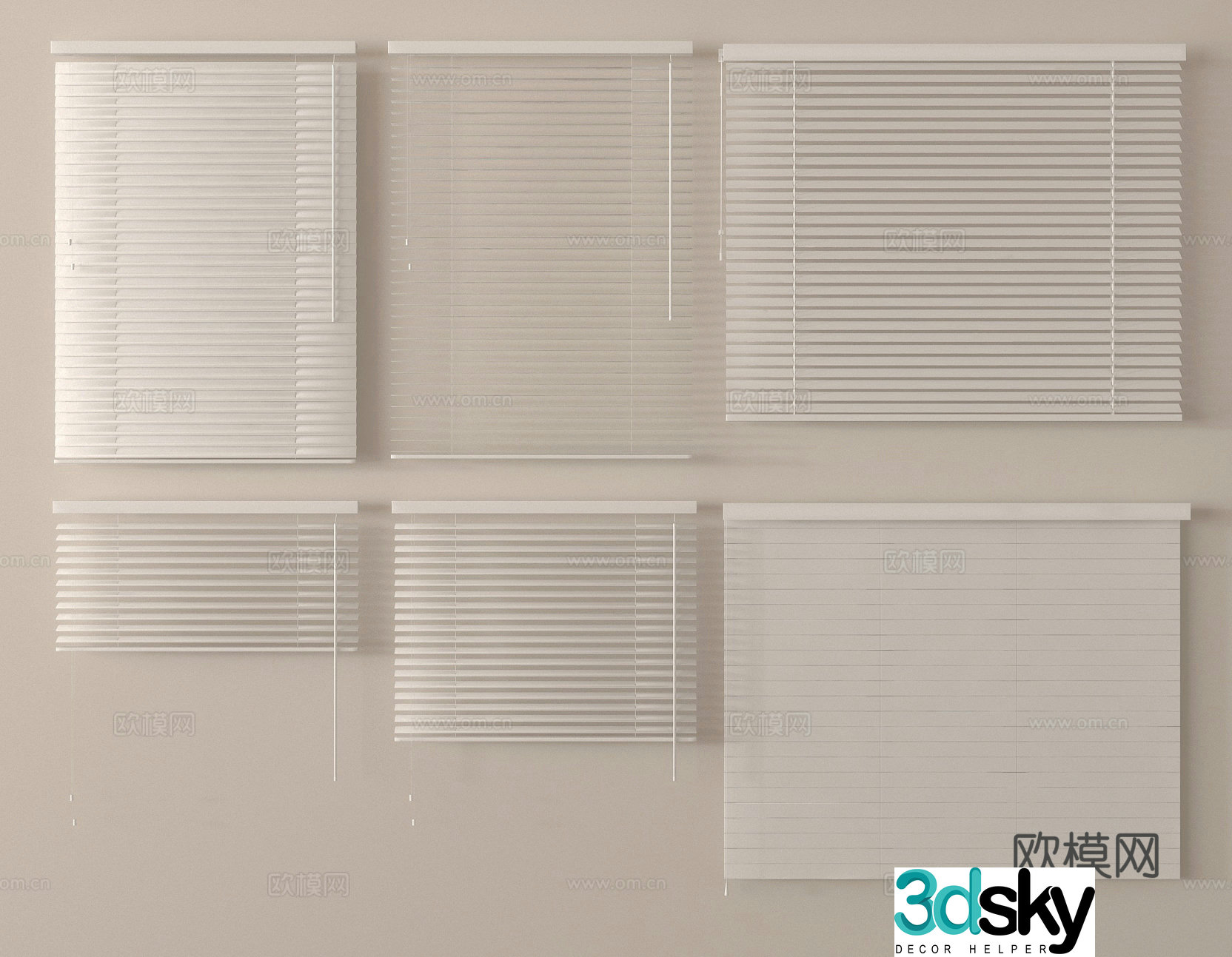 Venetian blinds pull curtains blinds 3D model