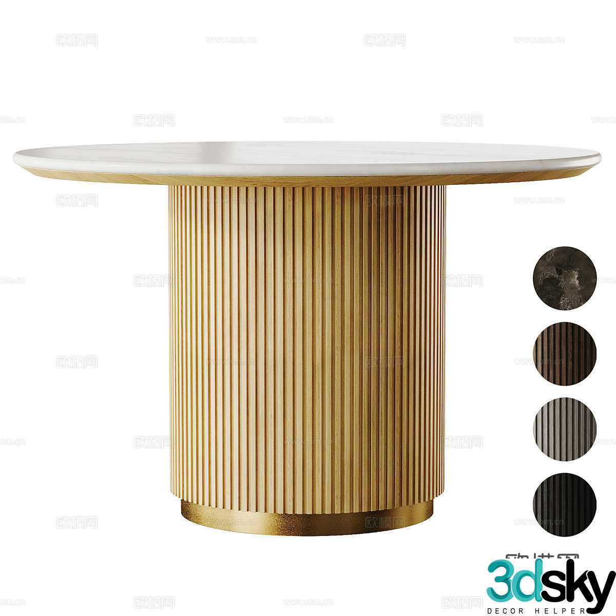 New Chinese style light luxury marble round dining table 3D model