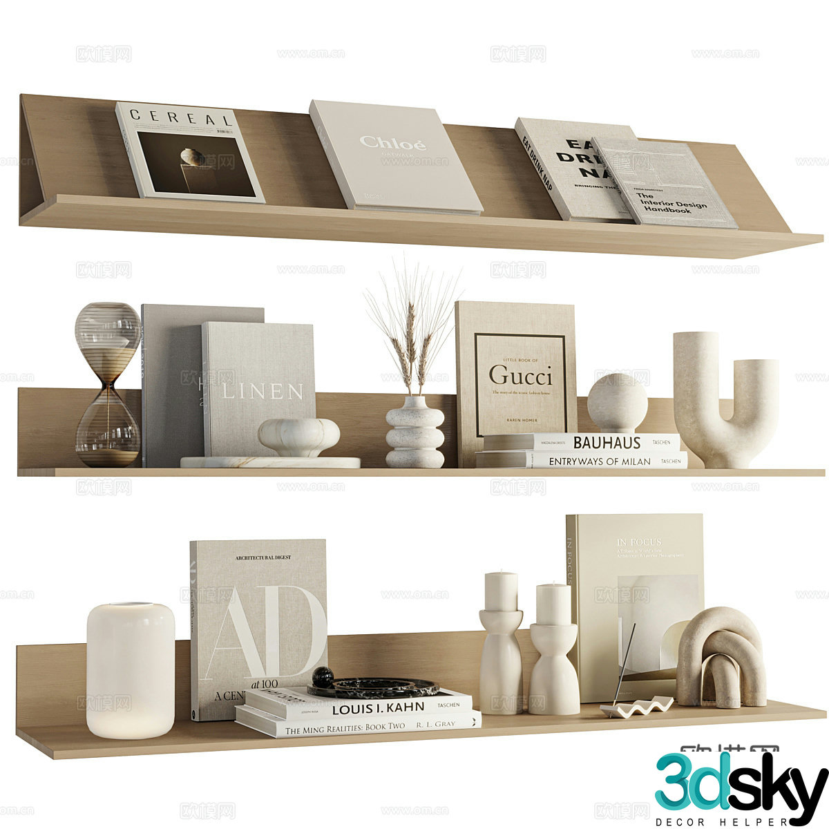 Wasabi wind layer board Bookshelf Log bookshelf Bookshelf Ornaments Bookshelf Ornaments Booksories 3D Model