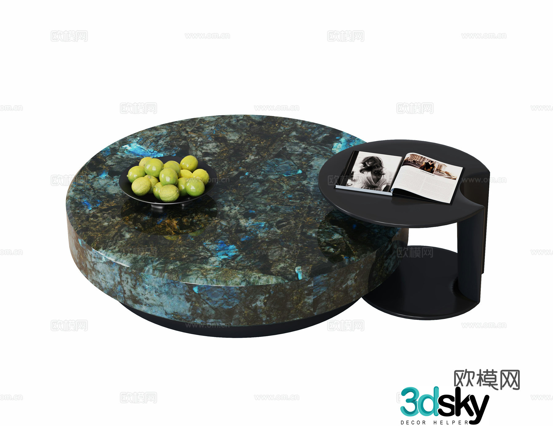 Modern coffee table marble coffee table letter coffee table round coffee table 3D model