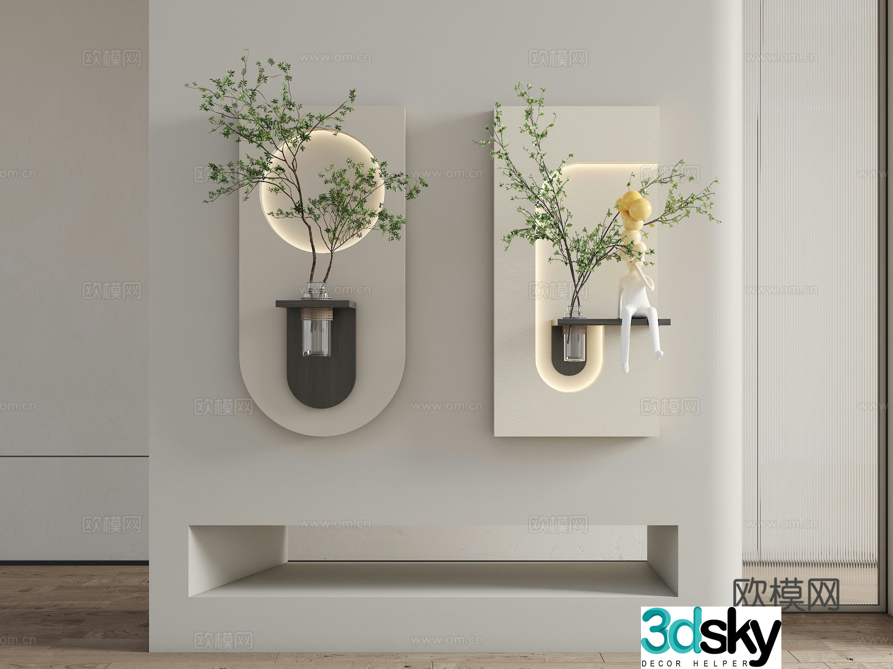 Wasabi modern pendant Wasabi wall decoration three-dimensional decorative painting cream style three-dimensional wall decoration pendant long ear 3D model