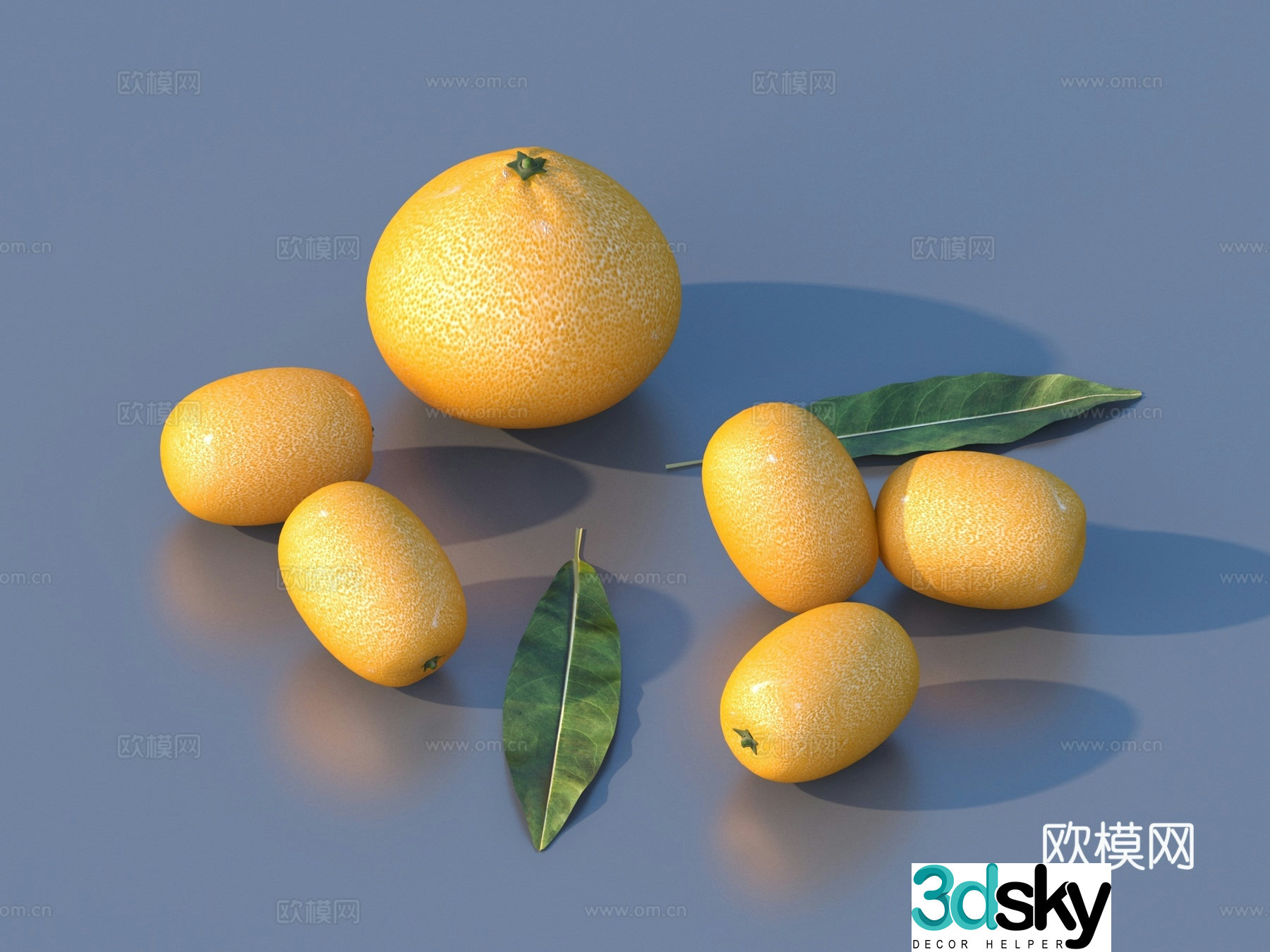 Orange Citrus Fruit Food 3D Model