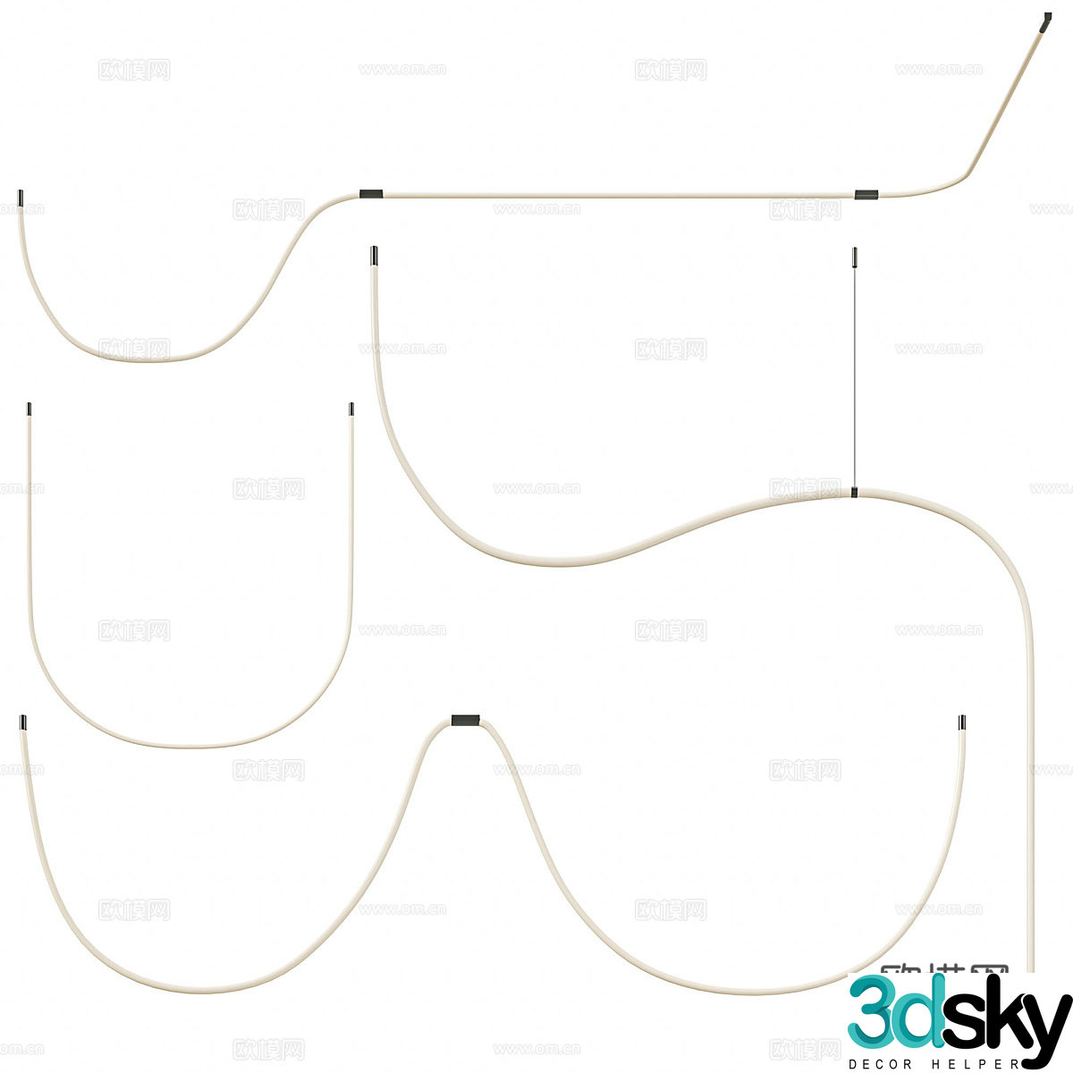 Modern Italian minimalist linear chandelier 3d model