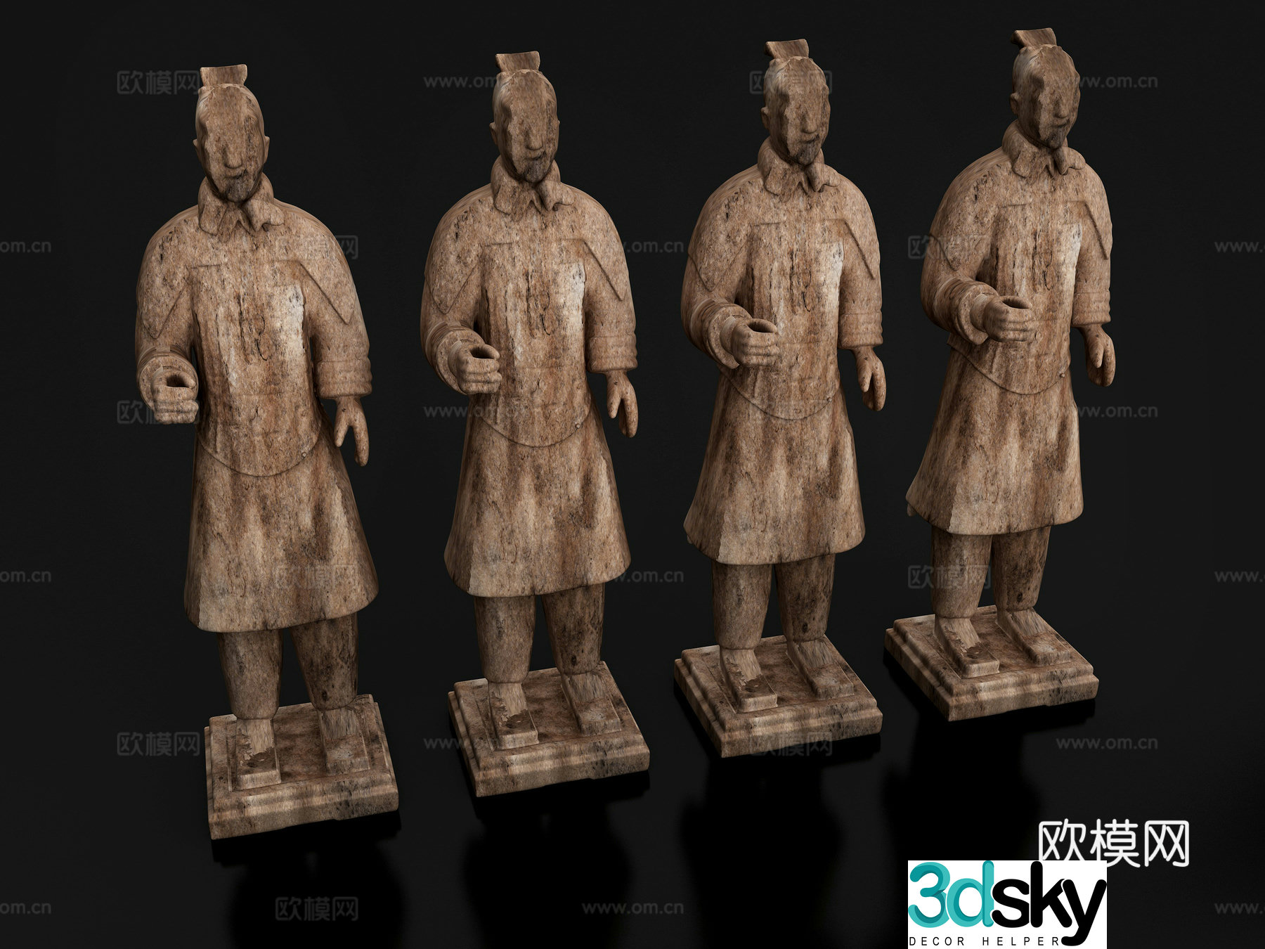 Terracotta Warriors Qin Dynasty pottery antique cultural relics sculpture combination statues burial objects portraits 3D models