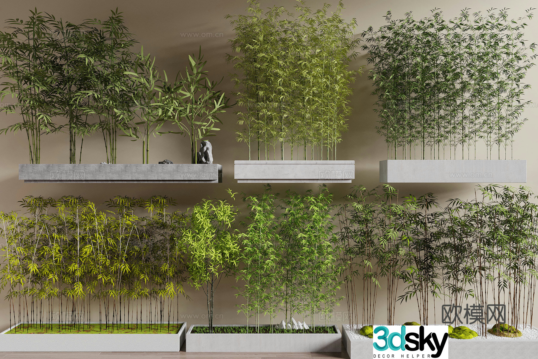 Modern bamboo 3d model