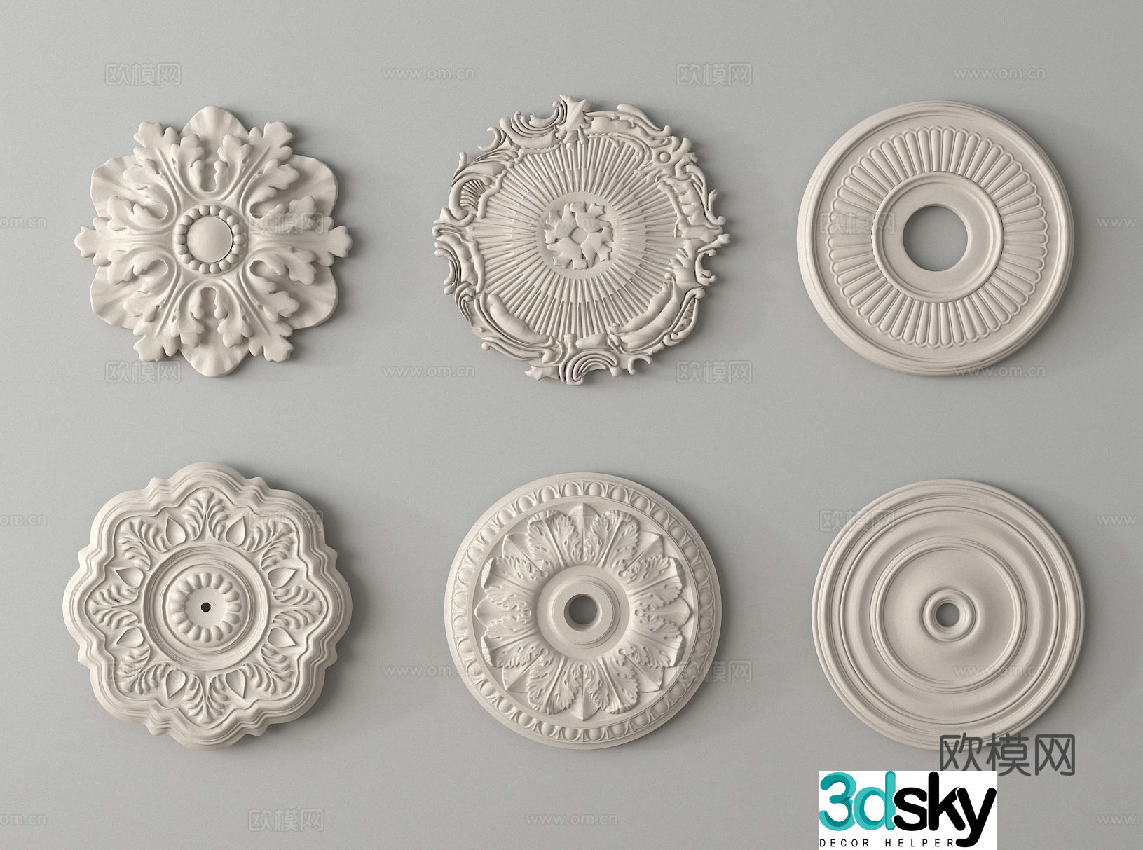 Carved Carved Lantern Pan Plaster Lantern Pan 3D Model