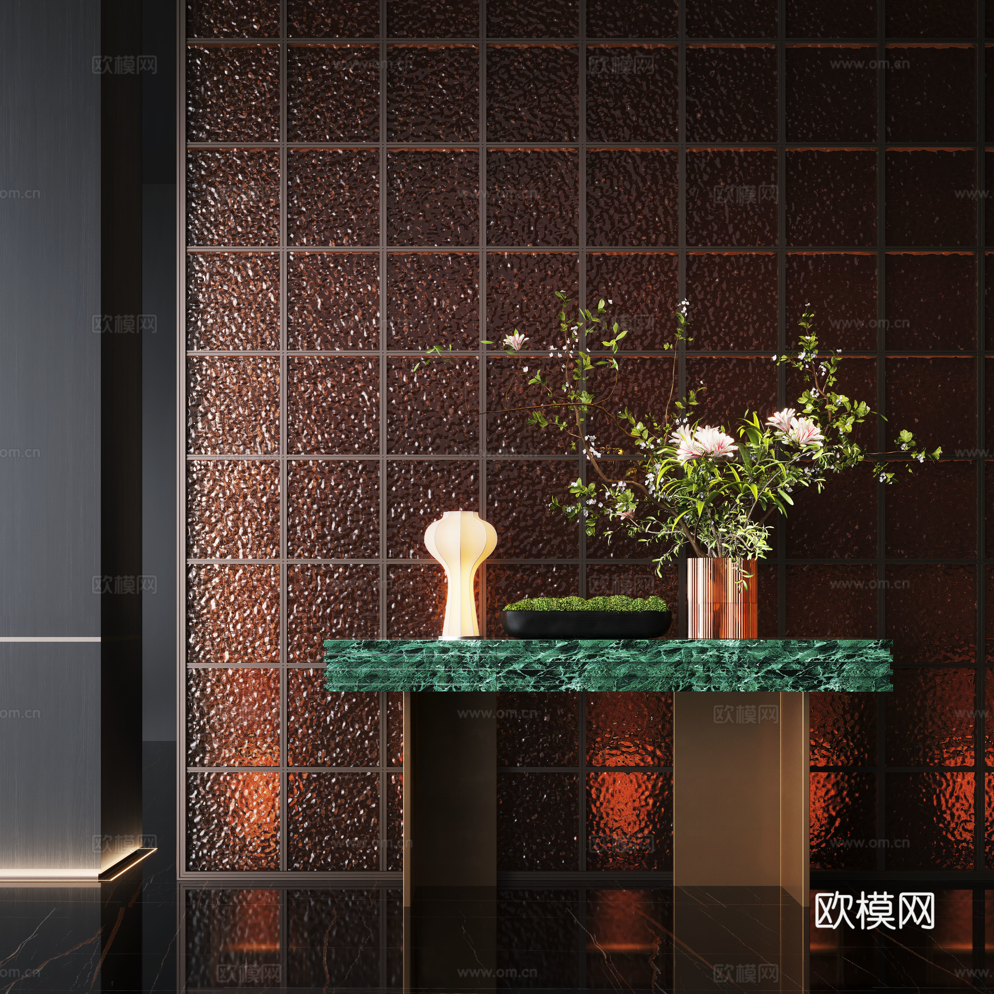 Modern end view cabinet flower art potted plant vase device hotel floral decoration 3D model