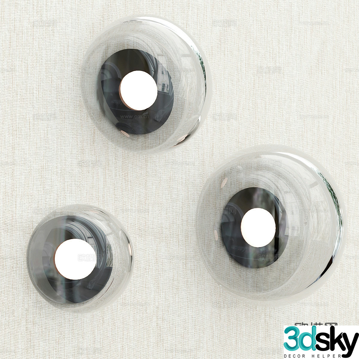 Modern round glass wall lamp 3d model